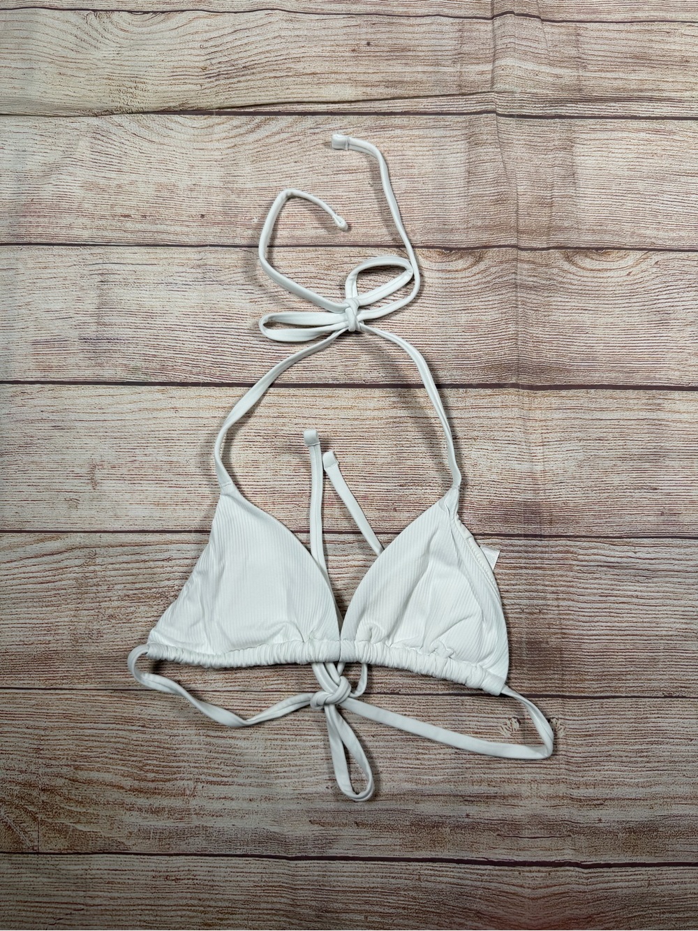 Frankie's Bikinis Cape May‎ White Ribbed Triangle Bikini Top